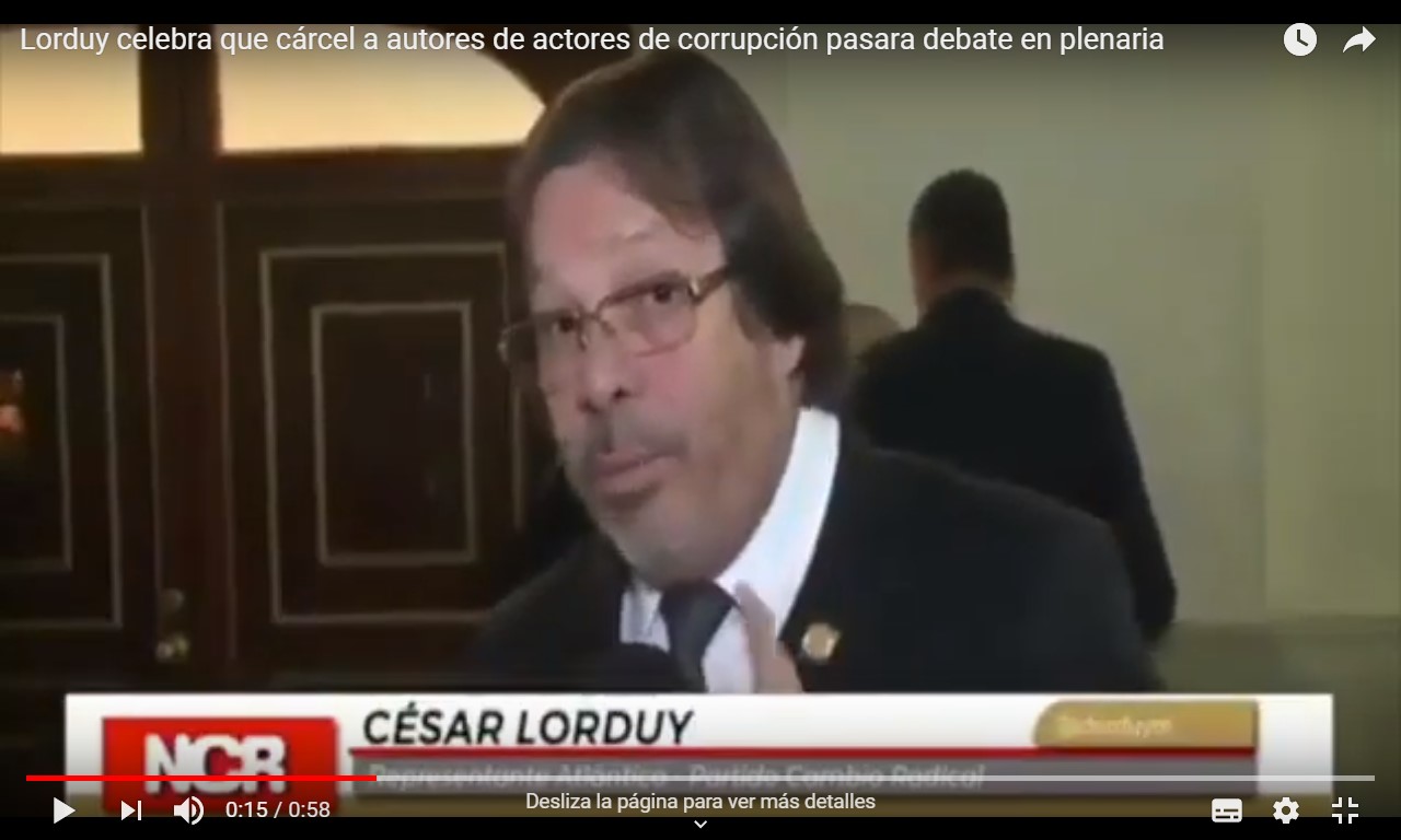 Lorduy celebra que cárcel a autores de corrupción pasara debate en plenaria 2